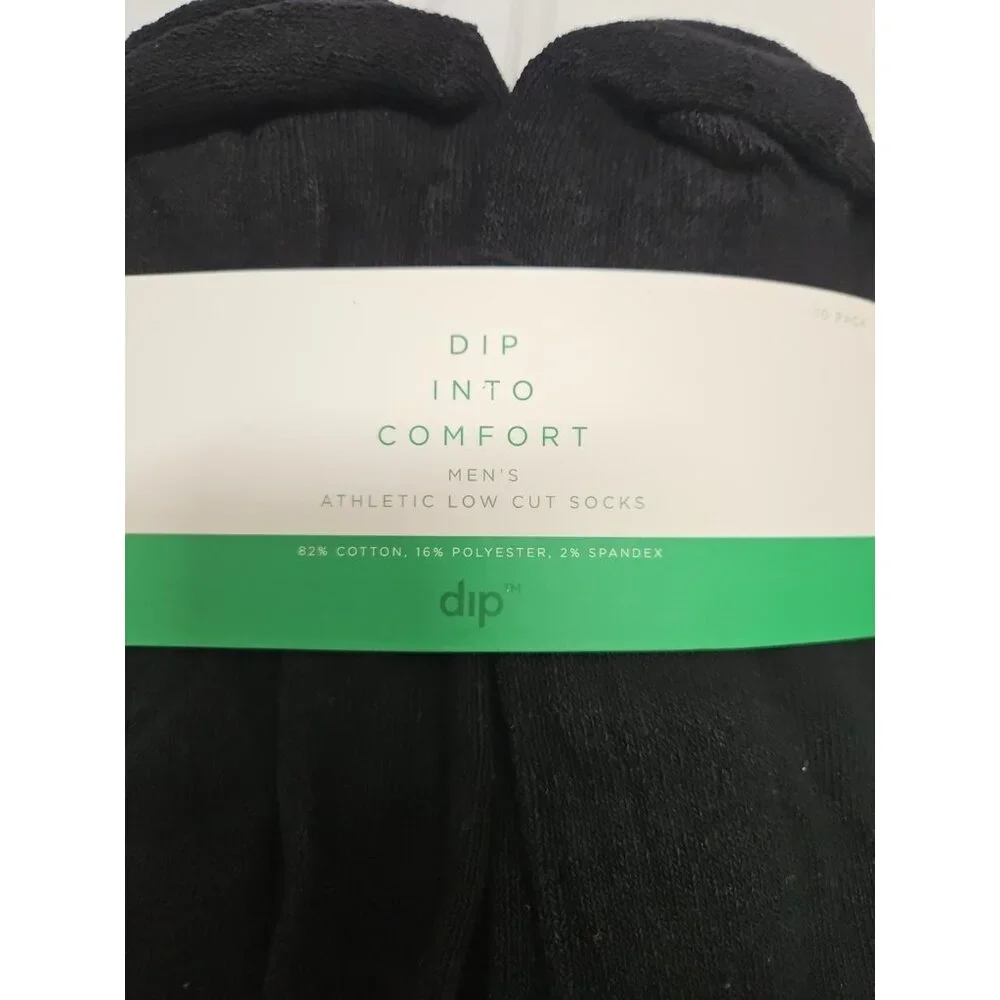 Dip Into Comfort Black Athletic King Low Cut Socks 10 Pack Mens Shoe‎ Size 7-12